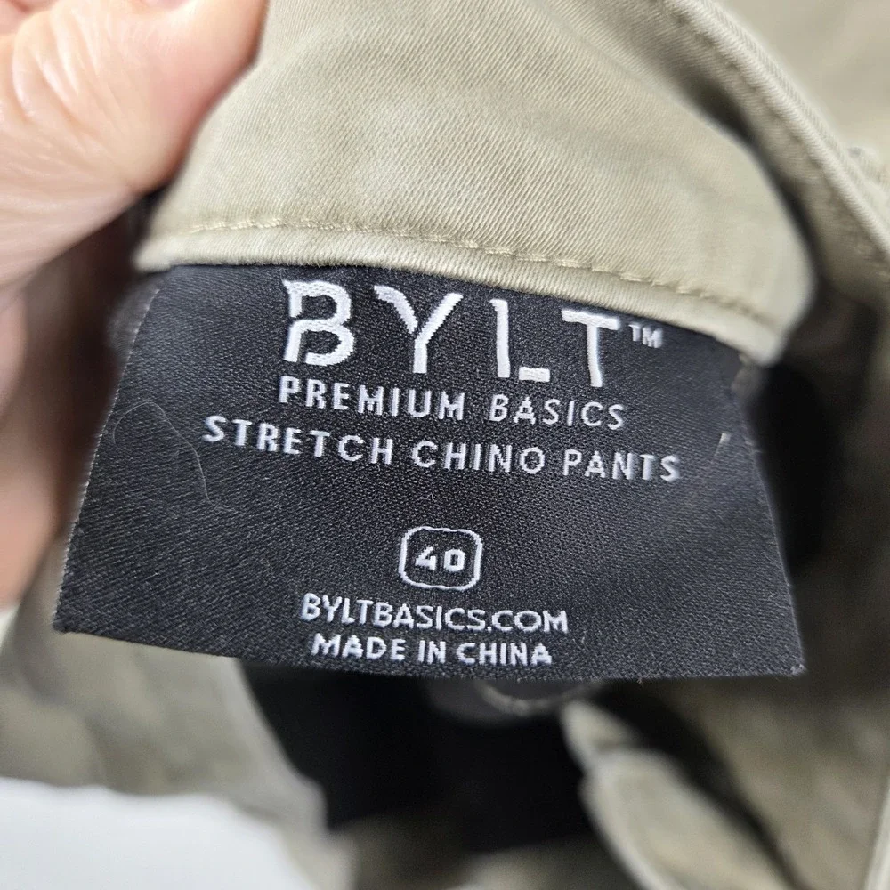 BYLT Stretch Cotton Chino Pant Lot (2) Men's Sz 40x30 Beige Blue Stretch Comfort